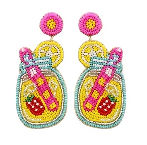 Boucles d'oreilles d'été légères brodées de perles de rocaille, style bohème chic - Product Image 1