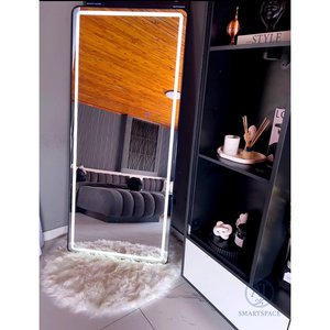 Specchio da Trucco Rettangolare di Lusso con Cornice LED Nera (80 X 180 Cm) Specchio Decorativo Contemporaneo per Bagno - Product Image 4