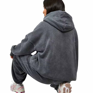 Sweat à capuche unisexe en molleton 100 % coton épais de haute qualité, écologique, déchiré, style streetwear, personnalisé, effet délavé soleil et délavage acide vintage - Product Image 2