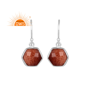 Best Selling <b>Fine</b> Sterling Silver Natural Golden Sunstone Gemstone Dangle <b>Earring</b> Custom Jewelry Manufacturer - Product Image 1