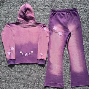 Ensemble de survêtement en coton surdimensionné à capuche avec logo personnalisé pour homme, impression en relief, 2 pièces, tenue de sport, de rue et décontractée pour homme - Product Image 2