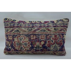 Oreiller de traversin en laine multicolore Bohème Kantha Patchwork 12x20 pouces Tissé Brodé Imprimé Vintage Artistique Décor Antidérapant - Product Image 1