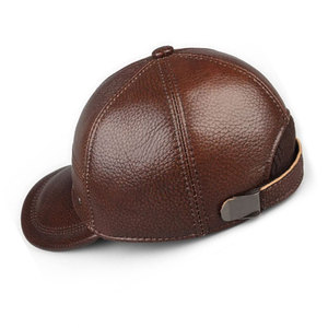 Casquette en cuir de vache véritable de fabricant professionnel de meilleure qualité/casquette en cuir léger de conception OEM personnalisée - Product Image 5