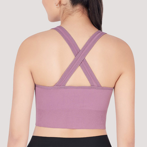 Venta al por mayor por encargo de alta calidad un hombro Crop Sujetador deportivo para mujeres gimnasio Fitness Yoga sin costuras Activewear Sujetador deportivo - Product Image 4
