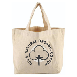Organic 100% Cotton Woven <b>Fabric</b> Red Handle Gots Certificate Custom Logo Trendy Model Ladies Shopping <b>Bag</b> With Rope Handle Strap - Product Image 1