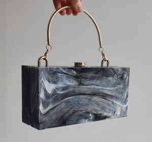Sacs à main d'embrayage en acrylique Sac à bandoulière de soirée multicolore Sacs à main marbrés avec chaîne détachable pour mariage et événements - Product Image 2