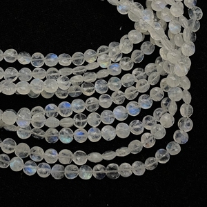 Vente en gros de perles de pierre de lune arc-en-ciel à facettes en forme de pièce de monnaie perles de pierre blanche pour bijoux - Product Image 5