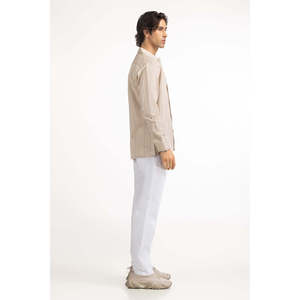 Chemises décontractées pour hommes, double boutonnage, 100 % coton, popeline rayée, teinture unie, approvisionnement ODM - Product Image 1