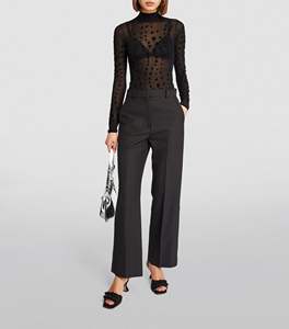 Ropa de calle para mujer, ropa personalizada de algodón a la moda, pierna ancha, Color gris, liso, en blanco, Pantalones rectos para mujer - Product Image 2