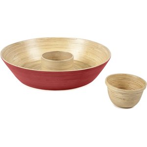 Fichas de bambú verde hilado con núcleo bohemio y cuenco de inmersión hecho a mano, patatas fritas de bambú hilado rojo y plato de inmersión para servir comida, aperitivos, utensilios de cocina - Product Image 3