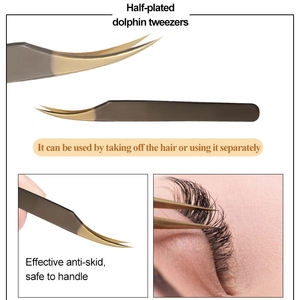 Pince à épiler pour extensions de cils de niveau expert, pointe fine, en acier inoxydable, pour une application rapide et facile des cils - Product Image 4