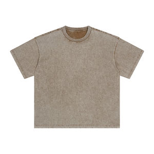 100% coton épais lourd français éponge haute qualité sonnerie blanc poids lourd microfibre surdimensionné en détresse acide lavé t-shirt - Product Image 5