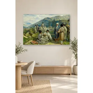 Impression sur toile : les Highlanders de Fida conversant dans la vallée du Caucase - Product Image 3