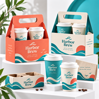 Boîtes porte-gobelets à café personnalisées AT PACK avec poignée, supports pour 2 et 4 gobelets, fournitures d'emballage en gros pour les cafés