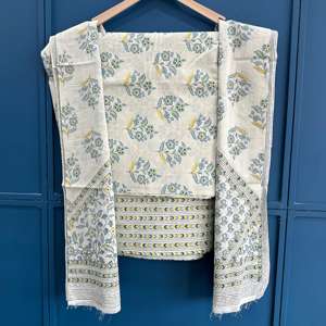 Telas de Algodón Hechas a Mano en India, Transpirables, Tejidas, con Estampados Bloqueados a Mano para Trajes, Vestidos, Chifón, Traje con Estampado Bloqueado con Dupatta - Product Image 3