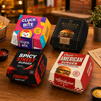 Kotak Burger Kertas Kraft Persegi Biodegradable Cetak Kustom dengan Tutup Engsel Kemasan Makanan Bawa Pulang Sekali Pakai
