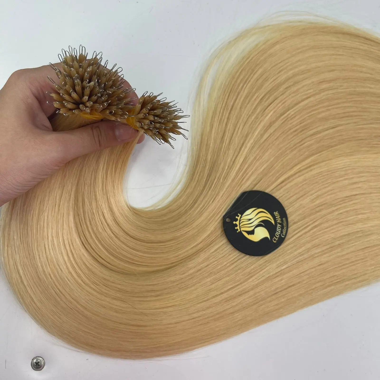 Grosir ekstensi rambut dari cincin Nano Remy Vietnam manik-manik kecil rambut Remy buatan tangan dengan cincin Nano