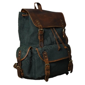 Venta al por mayor de alta calidad de cuero y lona mochila bolsa de equipaje de mano bolsas de viaje hechas a mano personalizadas a un precio asequible - Product Image 1