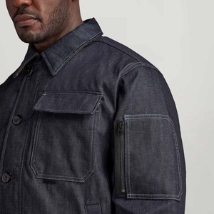 แจ็กเก็ตทำงานยีนส์ยูทิลิตี้สำหรับผู้ชายเสื้อแจ็กเก็ตแบบมีกระดุมหลายกระเป๋าทนทานสำหรับสวมใส่ในชีวิตประจำวันและใช้งานกลางแจ้ง - Product Image 3