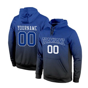 Direct de l'industrie personnalisé cousu noir Royal-White Fade Print Sports Pullover Sweat à capuche en relief en polaire - Product Image 1