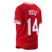 Camiseta de béisbol con cuello en V, transpirable, de verano, talla grande, con botones completos, sublimada, con rayas de equipo, personalizada al por mayor