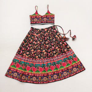 Shoryam Fashion Girls Lehenga Choli à imprimé floral longueur ras du sol, tenue ethnique traditionnelle indo-occidentale pour enfants, pour mariage et fête - Product Image 1