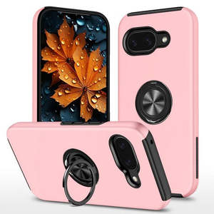 Custodia Google Pixel 9A 2025 con effetto pittura a olio e anello magnetico piatto, colore rosa - Product Image 1