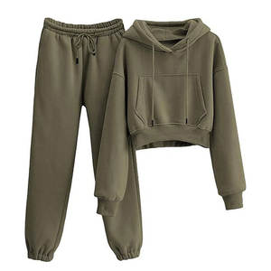 Pantalon de jogging en coton avec logo personnalisé Ensemble de sweat à capuche pour femmes de taille plus Survêtement décontracté pour vêtements de salon printemps - Product Image 4