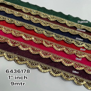 ผ้าลูกไม้ปักลายดอกไม้หลากสีสำหรับชุดแต่งงานและดอกไม้สีทองตามสั่ง - Product Image 1