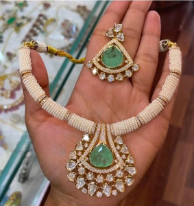 ชุดสร้อยคอหินโมอิสซาไนท์ดีไซเนอร์คุณภาพสูงสำหรับผู้หญิงดูหรูหราเหมาะสำหรับงานแต่งงานและโอกาสพิเศษ - Product Image 1