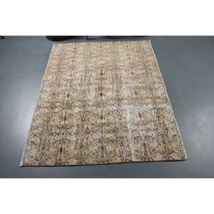 Tapis Vintage Turc Scandinave Beige Marron Patchwork Style 5.5X4.3 Pieds Classique Laine Latex Support pour Adolescent Couloir Décor - Product Image 3