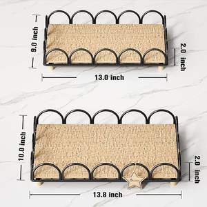 ถาดเสิร์ฟ2แพ็คถาดออตโตมันพร้อมซับไม้ก๊อกสำหรับโต๊ะกาแฟ - Product Image 1