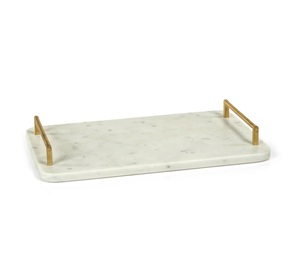 Plateau en marbre avec poignées dorées Décoration d'intérieur Vente chaude Plateau de service décoratif en marbre doré Meilleur prix - Product Image 1