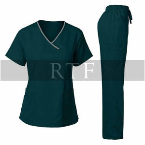 Women's Stretch Scrub Set , Medical Uniform With Contrast Binding Top and Pants b by <b>Raw</b> to Fine - Product Image 4
