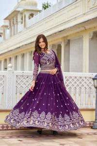 Lehenga Choli de Verano 2024 para Niñas, Estilo Informal, Largo hasta el Suelo, de Tela Georgette con Estampado Tejido, Bordado y Lentejuelas para Fiestas y Festivales - Product Image 2