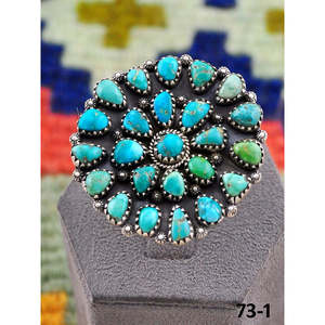 Bague artisanale en argent sterling et émeraude de la vallée du Sud-Ouest avec pierre florale turquoise - Product Image 1
