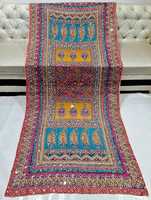 Ensembles de foulards de luxe tendance en soie pakistanaise traditionnelle, longs, multicolores, avec broderie florale et travail miroir, style ethnique