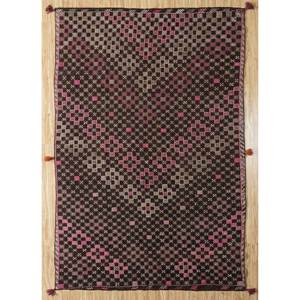 พรมขนสัตว์ถักมือสีน้ำตาลเบจ Nuray ลายเรขาคณิต สำหรับห้องนั่งเล่น ใช้ในบ้าน ทางเข้าบ้าน ห้องนอน ทางเดิน-Sdkl-09 - Product Image 1