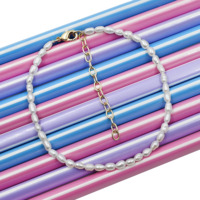 Pulsera Elástica de Perlas Blancas del Mar del Sur de Agua Dulce, Grado AA, Ovaladas y Lisas, Plata de Ley 925, Chapadas en Oro de 18K, Certificadas por IGI