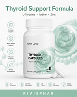 Capsules de soutien de la thyroïde OEM ODM L-Tyrosine avec Iode, Zinc, Ashwagandha pour la santé immunitaire, cérébrale, l'énergie, l'humeur et l'équilibre – Supplément pour adultes
