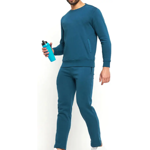 ชุดวอร์มพรีเมียมสำหรับผู้ชาย |   ชุดกีฬาสีฟ้าอมเขียวสำหรับออกกำลังกายในเมือง เสื้อคอกลมแบบสวมหัว กางเกงจ็อกกิ้ง ชุดสองชิ้น - Product Image 5