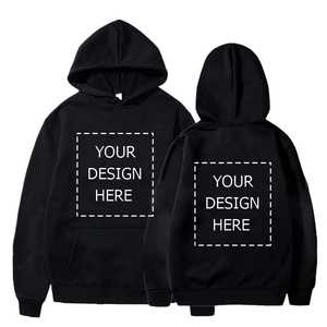Sudadera con capucha de cuello redondo 100% algodón para hombre, diseño OEM personalizado, bordado sólido, forro polar transpirable, bolsillo, corte holgado, otoño - Product Image 1