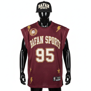 Camiseta de Baloncesto para Hombre, de Alta Calidad, 180 GSM, Malla Deportiva de Poliéster, Ligera, Transpirable, con Logotipo Personalizado por Transferencia Térmica - Product Image 1