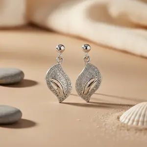 925 Silver <b>Leaf</b> Dangle Earrings for Women Gold Plated Freshwater Pearl Pendant Drop Earrings Vintage Daily Wear <b>Jewelry</b> - Product Image 3