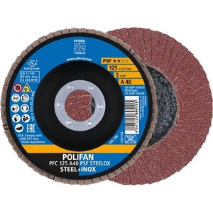 แผ่นขัดเหล็ก/INOX ทรงกรวย ขนาด 125 มม. ยี่ห้อ Polfan รุ่น PSF STEELOX  แบบปกติ  ผงขัดคอรันดัมเบอร์ 40  แบบ Flap VPE 10 - Product Image 1