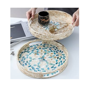 Plateau de Service en Nacre Fait Main en Gros-Couleur Personnalisable & Taille Rond/Rectangle/Carré Formes Origine du Vietnam - Product Image 1