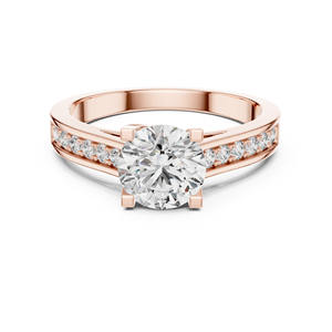 Bague de fiançailles tendance d'inspiration vintage en or massif 14 carats avec diamant de laboratoire blanc couleur F, grappe taillée, pour occasions de mariage unisexe - Product Image 3