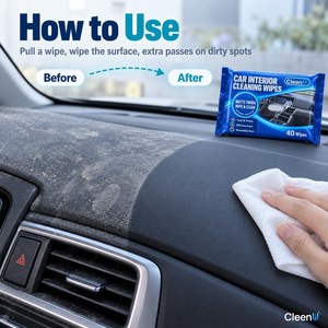 Salviette per la Pulizia degli Interni Auto, 40 Pezzi, Senza Silicone, per Cruscotto, Console e Volante, Vendita all'Ingrosso - Product Image 4