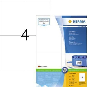 HERMA ฉลากอเนกประสงค์พรีเมียม 105 X 148 มม. กระดาษสีขาวแบบไม่สามารถลอกออกได้ 400 ฉลาก/แพ็ค กระดาษสำนักงาน - Product Image 1