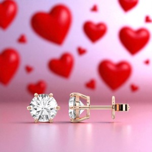 Lujoso pendiente de tuerca de 6 garras de diamante redondo de moissanita de 3,00 quilates de 1/2 (cada 1,50 quilates) hecho en platino 950 para ella - Product Image 5